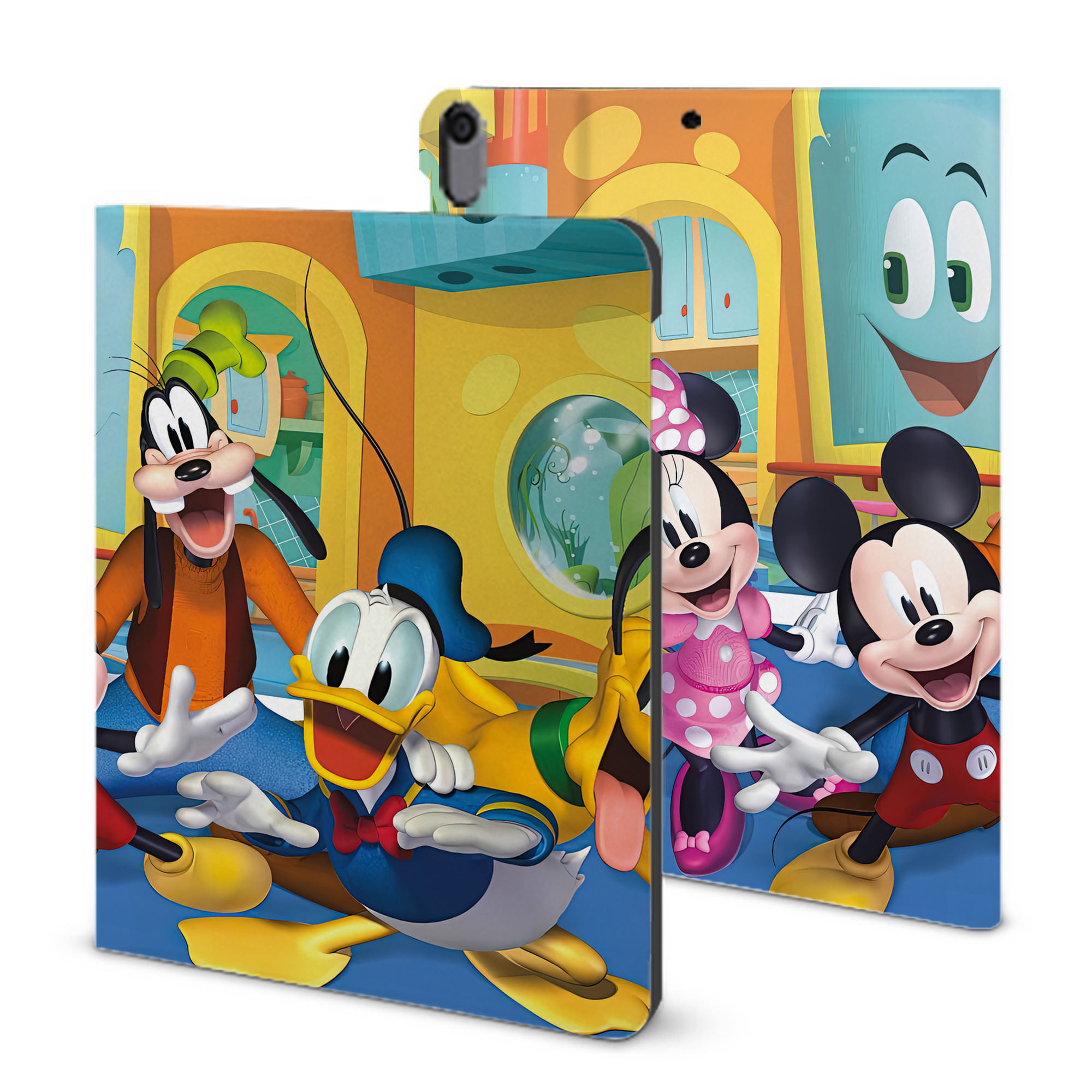 （画像用） ミッキーマウス Mickey Mouse IPad ケース ブック型 PUレザー TPU 耐衝撃 軽量 薄型 ペン収納なし 全面保護 IPad 各モデル対応